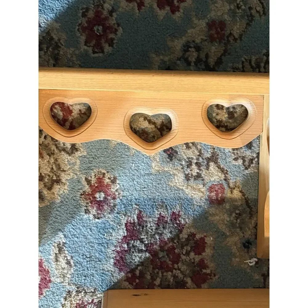 Pair Of Vintage Solid Wood Wall Shelf 5 Heart Cutouts Country Cottage 12x5x7